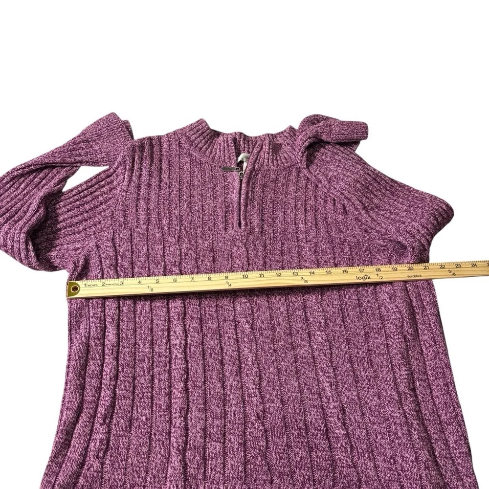 CJ Banks Cable Knit Sweater 1/4 Zip Pullover Long Sleeve 1X Old Money Preppy
